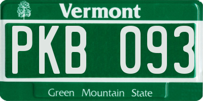 VT license plate PKB093