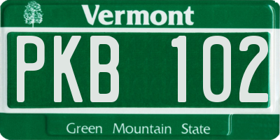 VT license plate PKB102