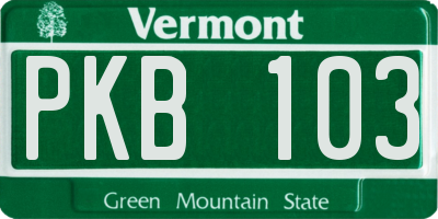 VT license plate PKB103
