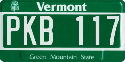 VT license plate PKB117