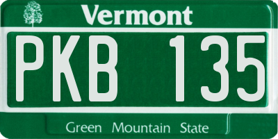 VT license plate PKB135