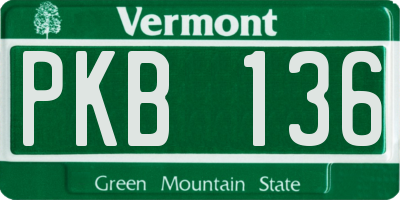 VT license plate PKB136