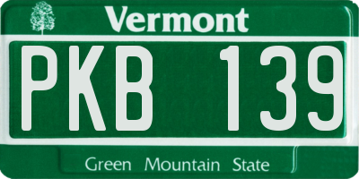 VT license plate PKB139