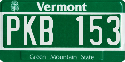 VT license plate PKB153