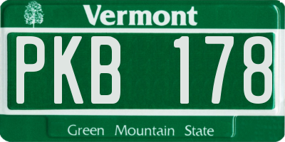 VT license plate PKB178