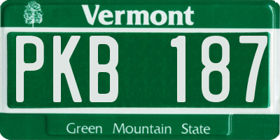 VT license plate PKB187
