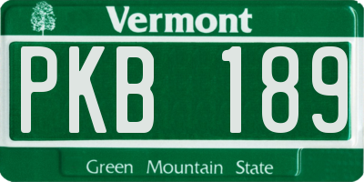 VT license plate PKB189