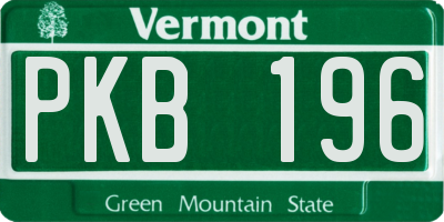 VT license plate PKB196