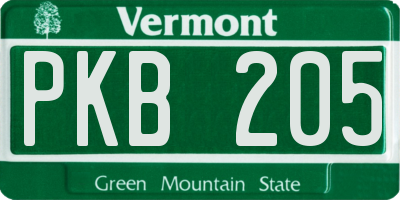 VT license plate PKB205