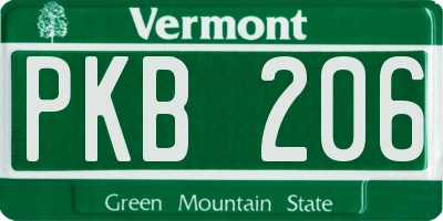 VT license plate PKB206