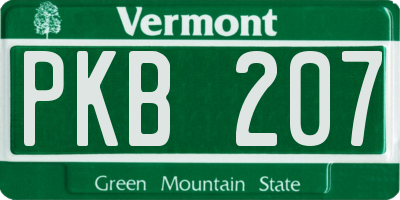 VT license plate PKB207