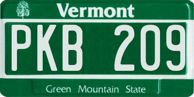 VT license plate PKB209
