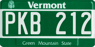 VT license plate PKB212