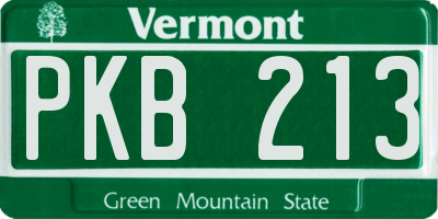 VT license plate PKB213