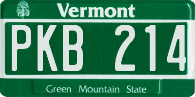 VT license plate PKB214