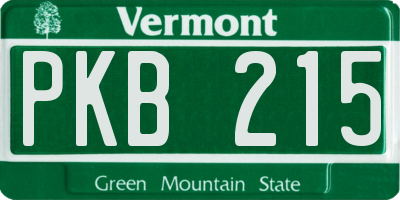 VT license plate PKB215