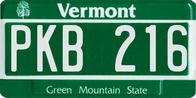 VT license plate PKB216