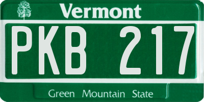 VT license plate PKB217