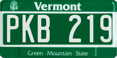 VT license plate PKB219