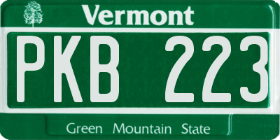 VT license plate PKB223
