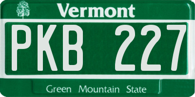 VT license plate PKB227