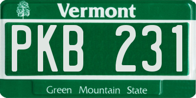 VT license plate PKB231
