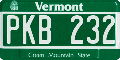 VT license plate PKB232