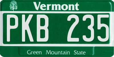 VT license plate PKB235