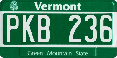 VT license plate PKB236