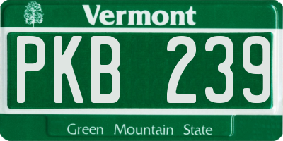VT license plate PKB239