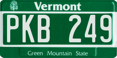 VT license plate PKB249