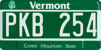 VT license plate PKB254