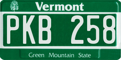 VT license plate PKB258