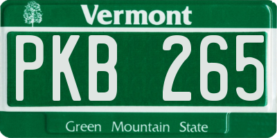 VT license plate PKB265