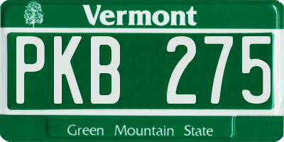 VT license plate PKB275
