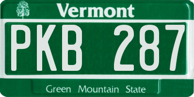 VT license plate PKB287