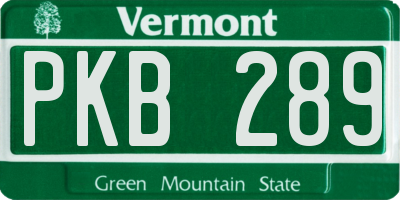 VT license plate PKB289