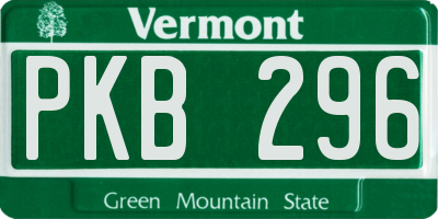 VT license plate PKB296
