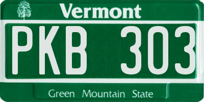 VT license plate PKB303