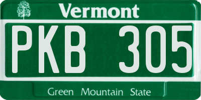 VT license plate PKB305
