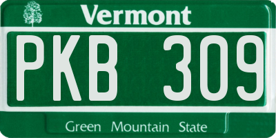 VT license plate PKB309