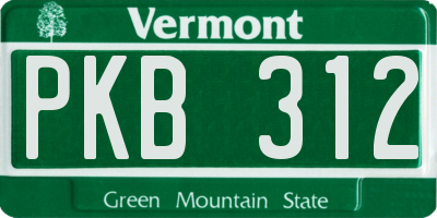 VT license plate PKB312