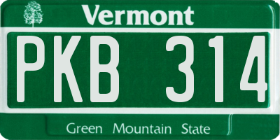 VT license plate PKB314
