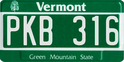 VT license plate PKB316