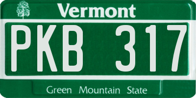 VT license plate PKB317