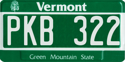 VT license plate PKB322
