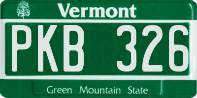 VT license plate PKB326