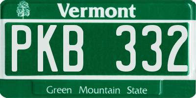 VT license plate PKB332