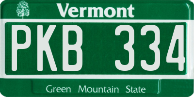 VT license plate PKB334