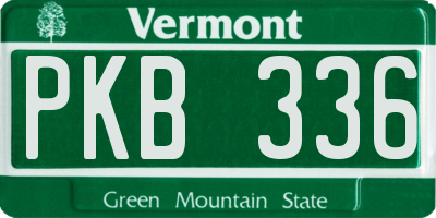 VT license plate PKB336